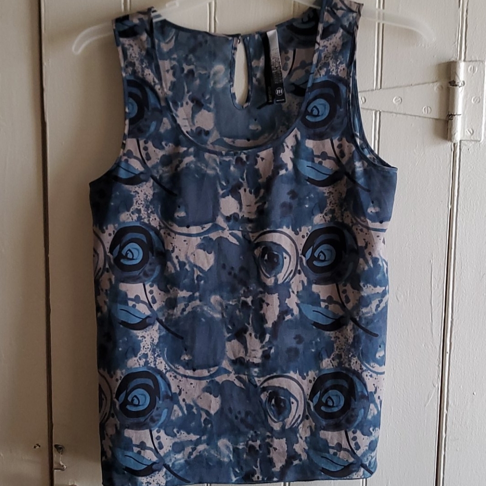 Kensie Fall Floral Print Sheer Tank